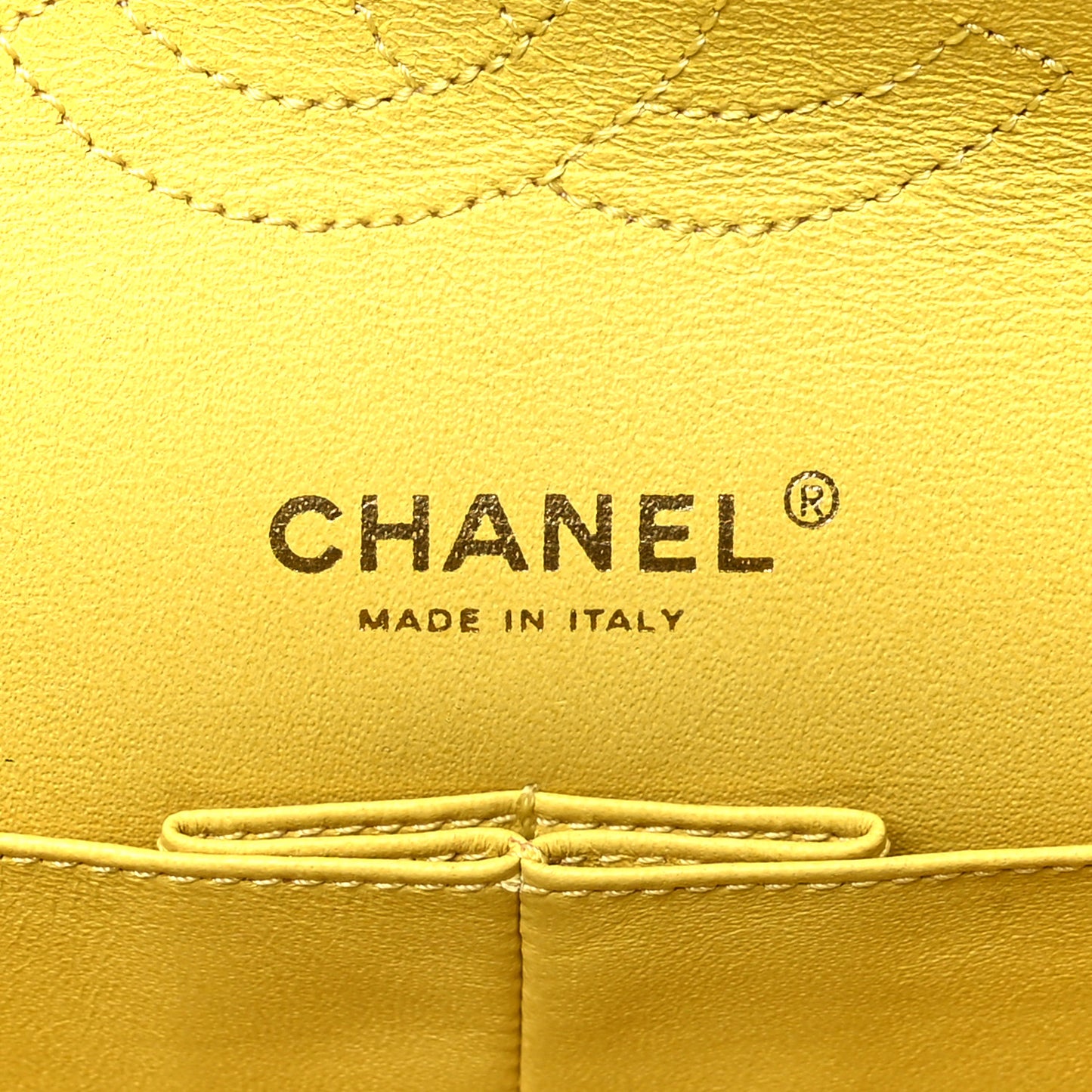 Lambskin Quilted Medium Double Flap Yellow
