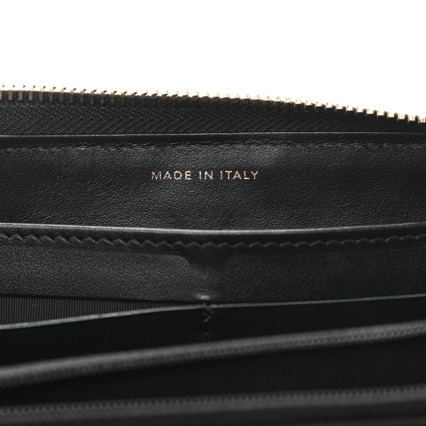 Lambskin Camellia Embossed Large Zip Around Gusset Wallet Black