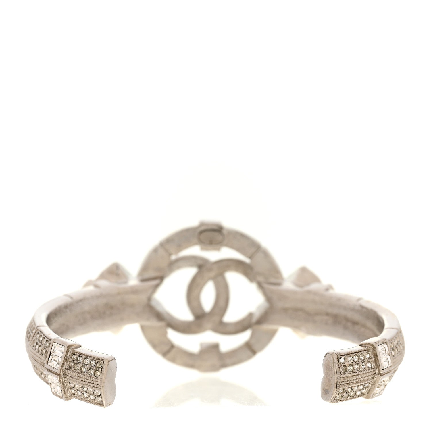 Chanel Crystal CC Cuff Silver Blue 3 of 4