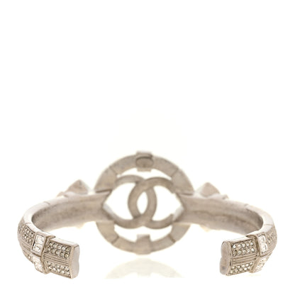 Chanel Crystal CC Cuff Silver Blue 3 of 4