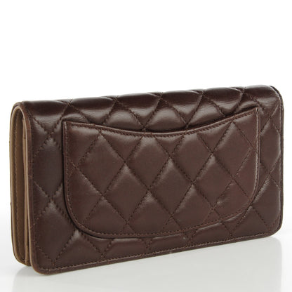 Chanel Lambskin Quilted Bi-Color Quilted Yen Wallet Brown 3 of 8