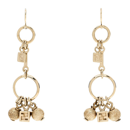 Fendi Metal Cube FF Hoop Drop Earrings Gold Silver 1 of 5