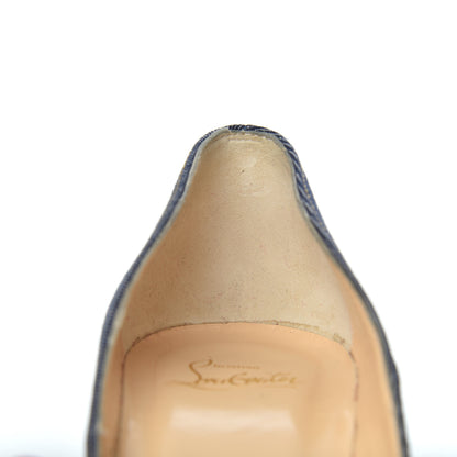Christian Louboutin Denim Jazz Calf So Kate 120 Pumps 37.5 Blue White 20 of 22