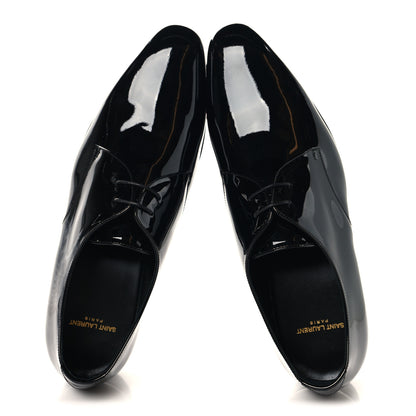 Saint Laurent Patent Calfskin Mens Wyatt Derby Lace Up Shoes 45 Black 2 of 9