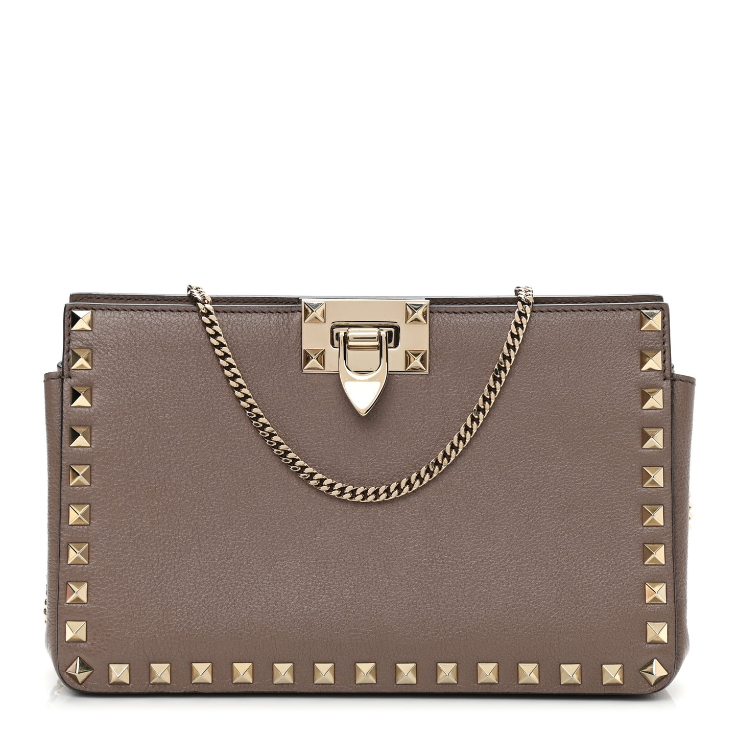 Calfskin Rockstud Mini Chain Shoulder Bag Poudre