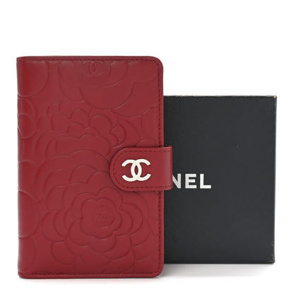 Chanel Lambskin Camellia Embossed Zipped Pocket Wallet Red 8 of 8