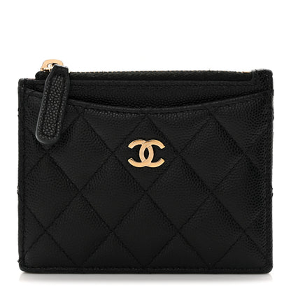 Chanel Caviar Quilted CC Zip Card Holder Black 1 of 9