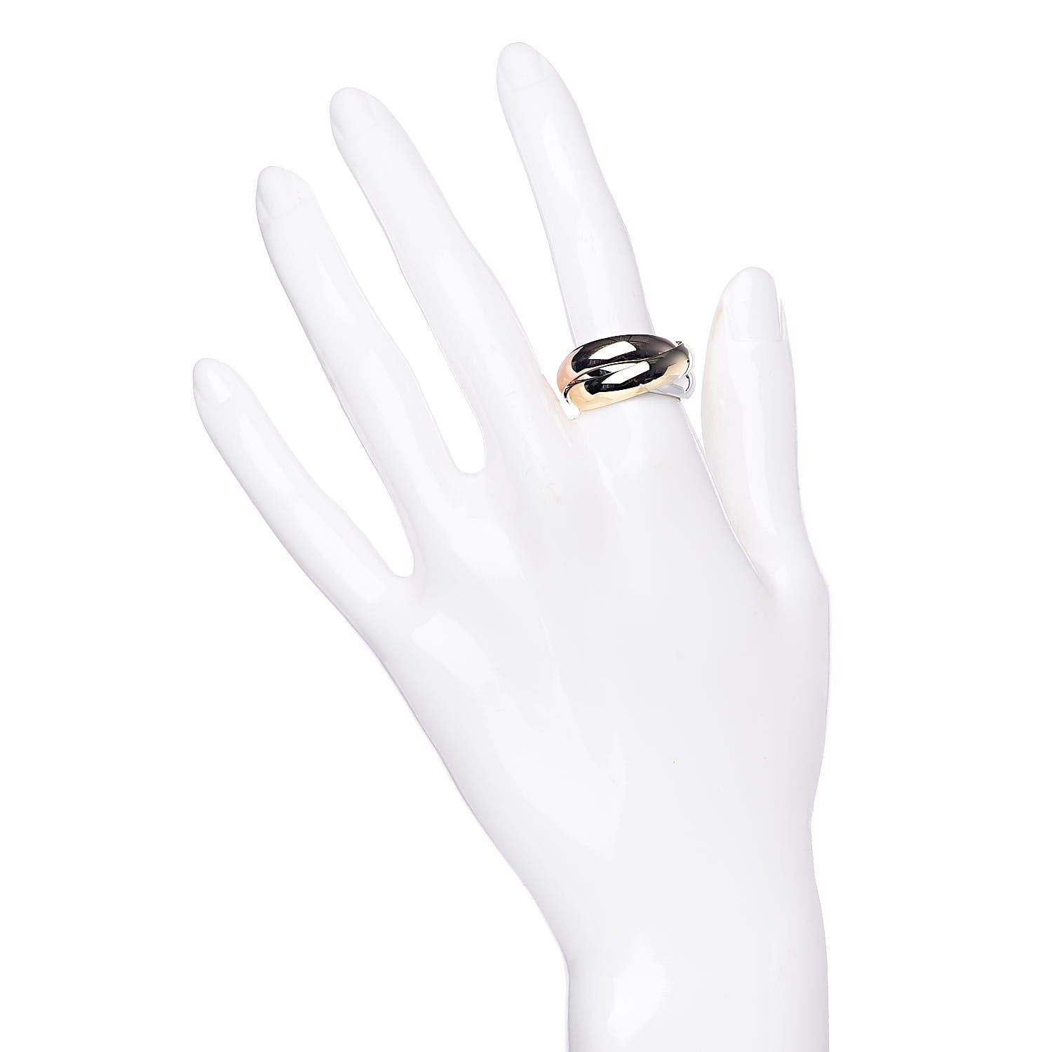Cartier 18K Pink Yellow White Gold Large Trinity Ring 55 7.25 2 of 4