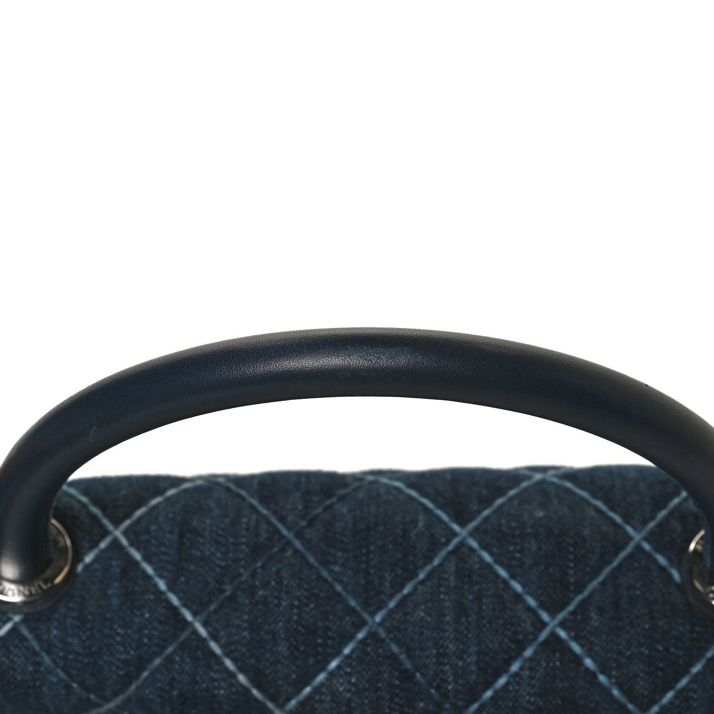 Denim Quilted Small Coco Handle Flap Blue