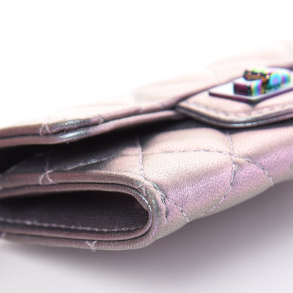 Chanel Iridescent Lambskin Quilted Reissue Flap Card Holder Light Purple 9 of 12