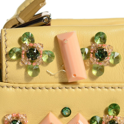 Fendi Nappa Crystal Beaded Mini Peekaboo Iconic Satchel Yellow 11 of 12
