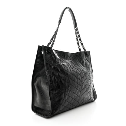 Saint Laurent Crinkled Calfskin Matelasse Monogram Large Niki Shopper Tote Black 3 of 12
