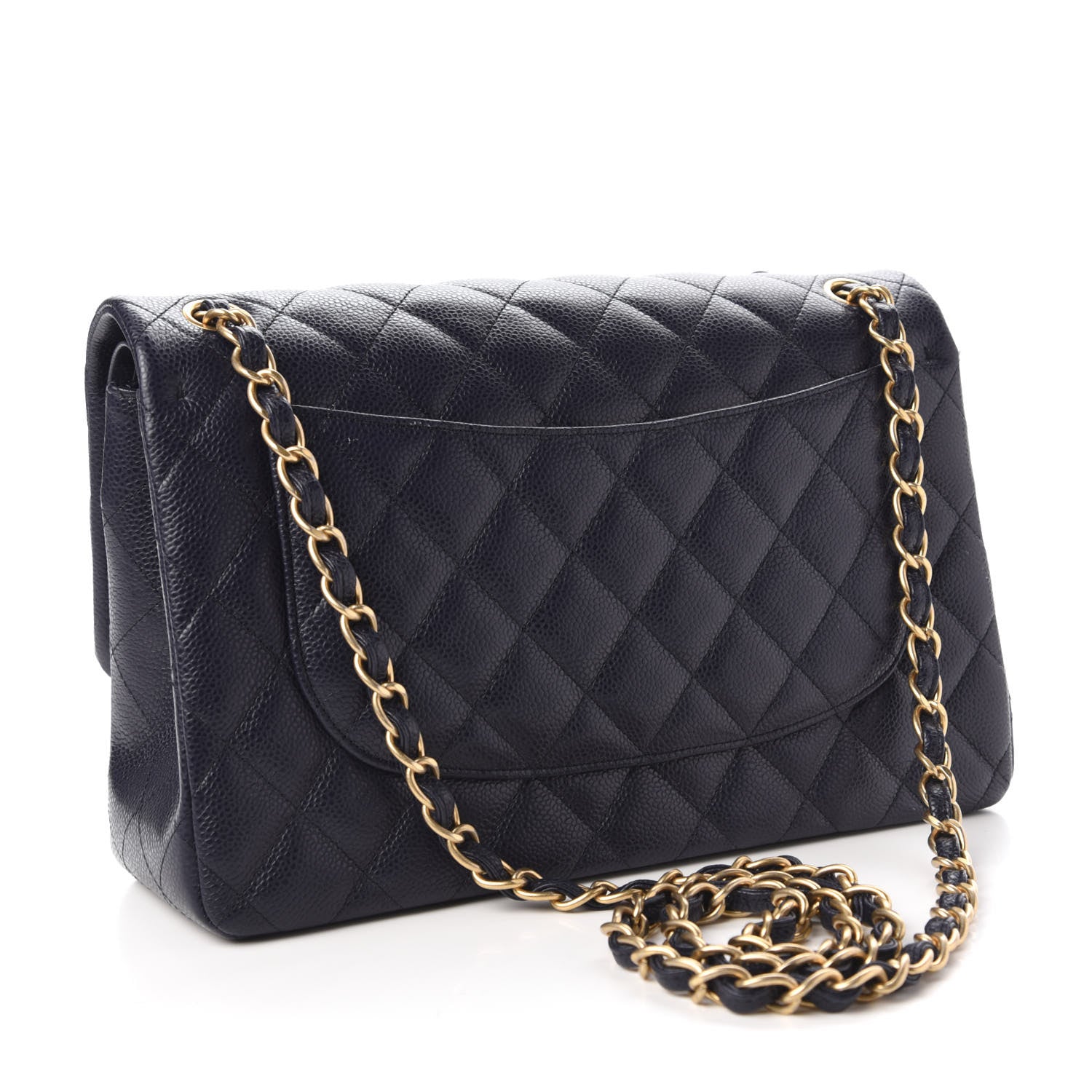 Chanel Caviar Quilted Jumbo Double Flap Navy Blue 3 of 10