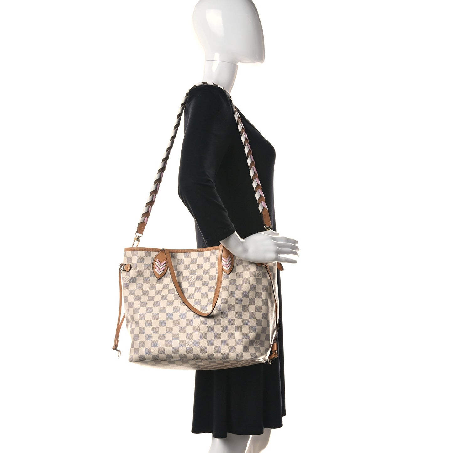 Damier Azur Braided Neverfull MM Orange