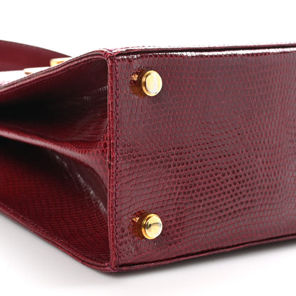 Salvatore Ferragamo Lizard Iconic Small Top Handle Bag Burgundy 9 of 10