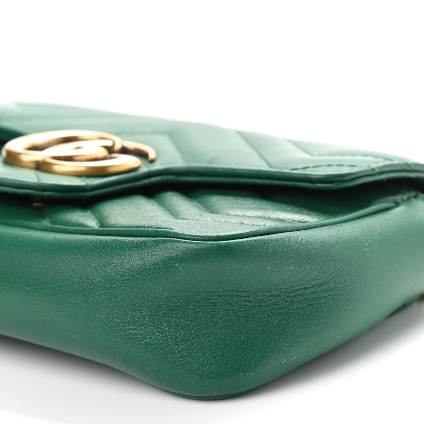 Calfskin Matelasse Super Mini GG Marmont Shoulder Bag Emerald Green