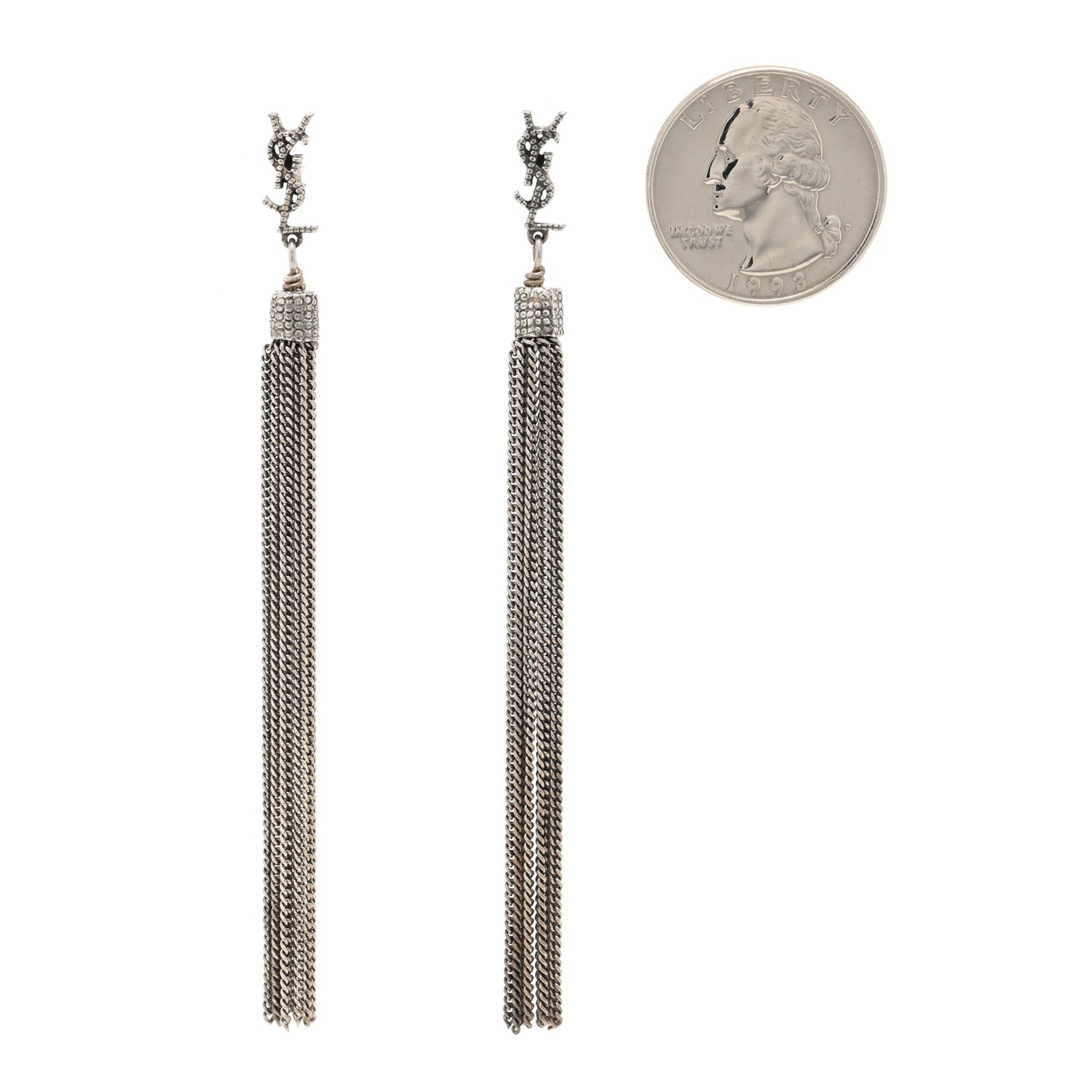 Metal Monogram Loulou Tassel Earrings Silver