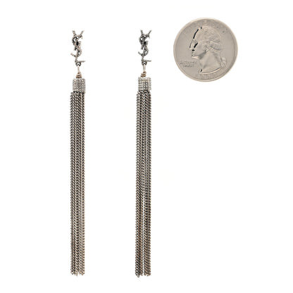 Saint Laurent Metal Monogram Loulou Tassel Earrings Silver 2 of 4
