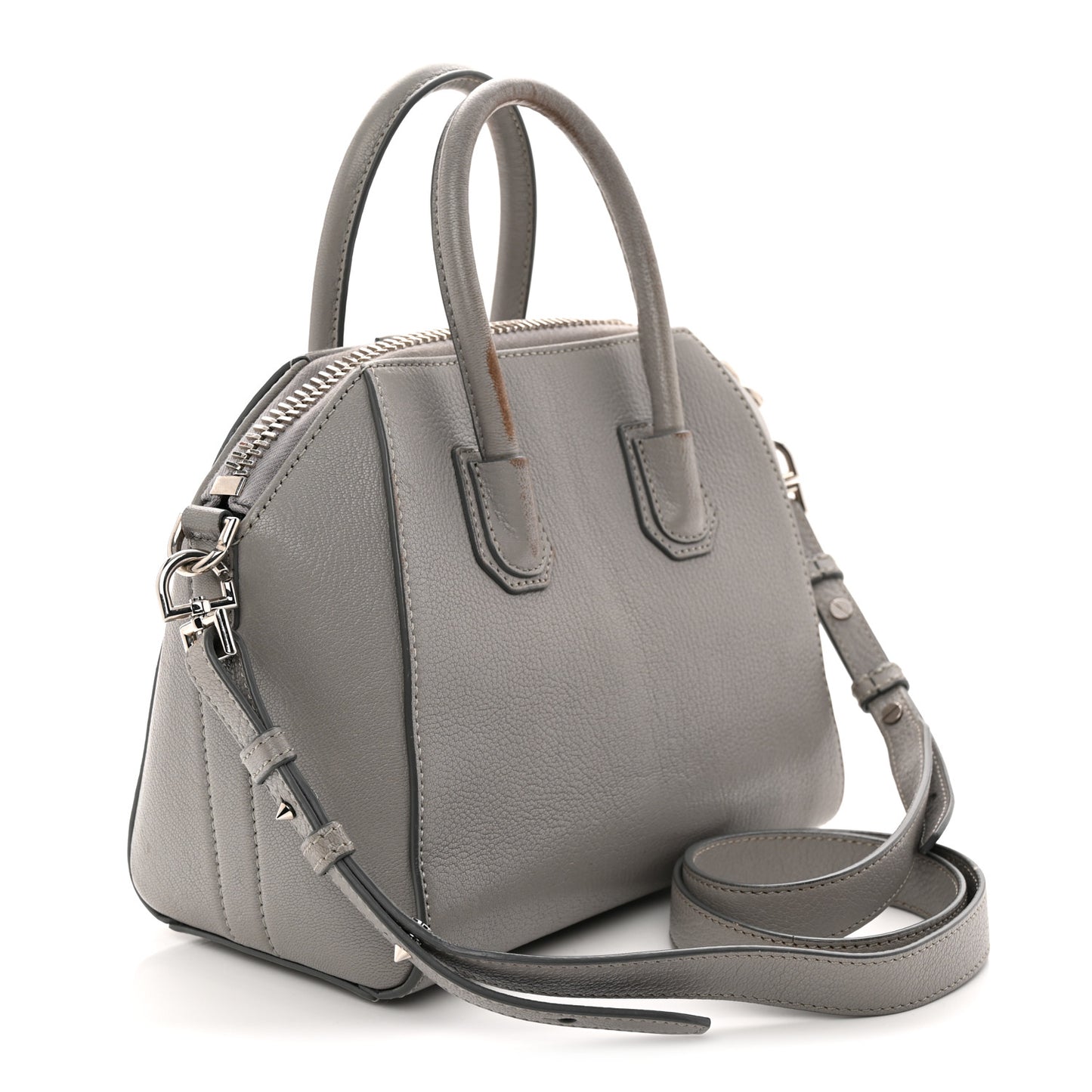 Sugar Goatskin Mini Antigona Pearl Grey