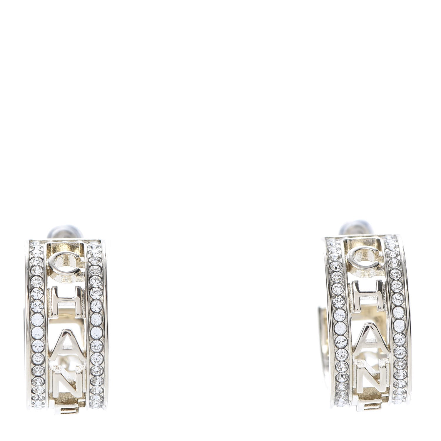 Chanel Metal Crystal Bow-tiful CC Hoop Earrings Gold 1 of 5