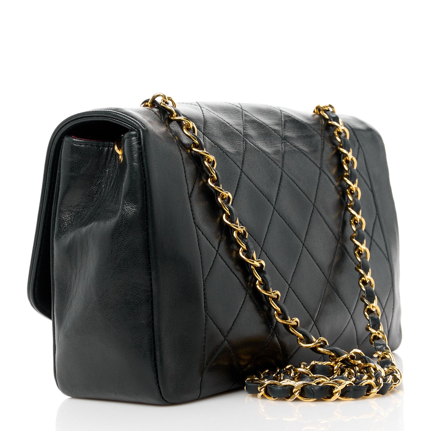 Lambskin Quilted Medium Single Flap Black