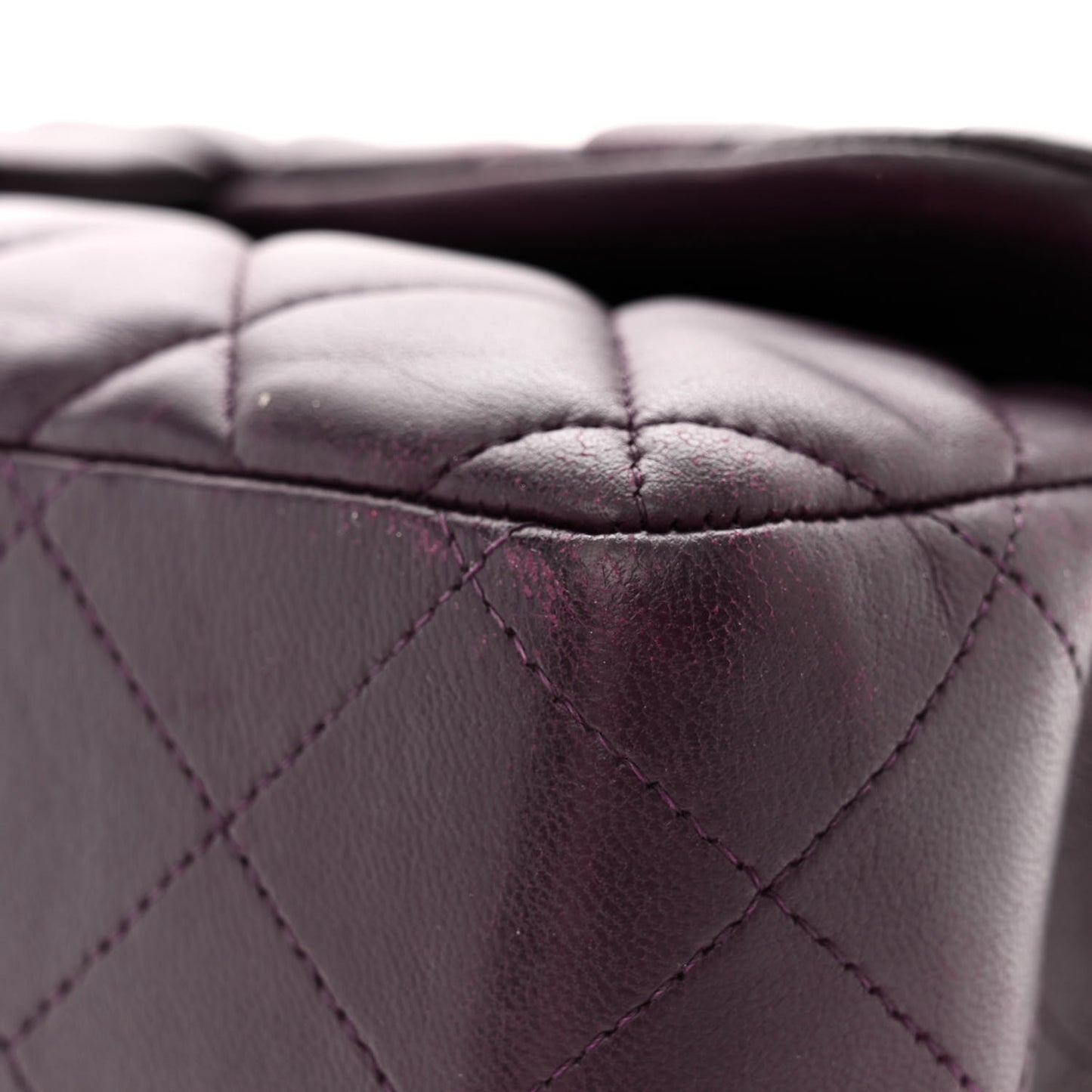 Lambskin Quilted Jumbo Double Flap Purple