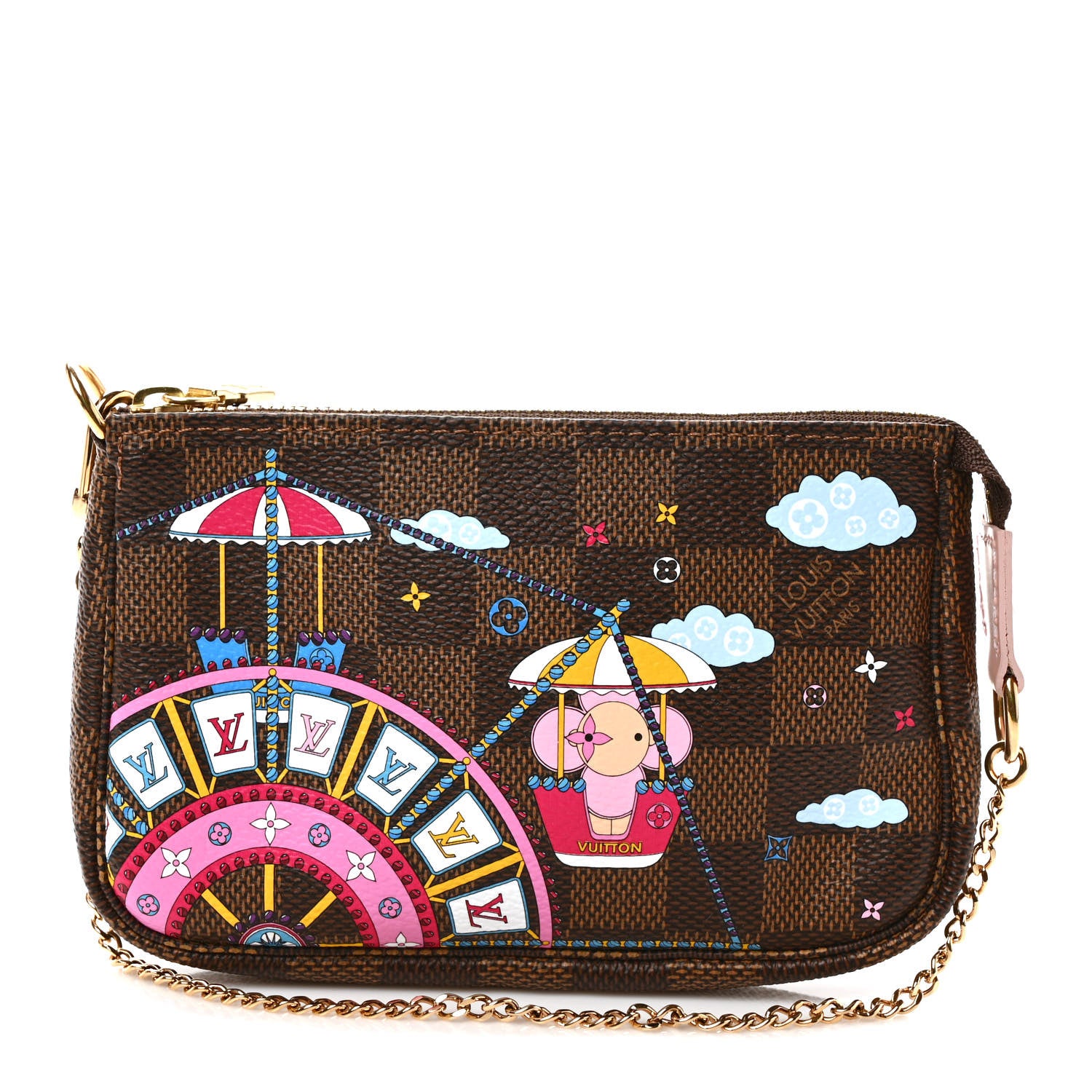 Louis Vuitton Damier Ebene 2020 Christmas Animation Big Wheel Mini Pochette Accessories Rose Ballerine 1 of 6