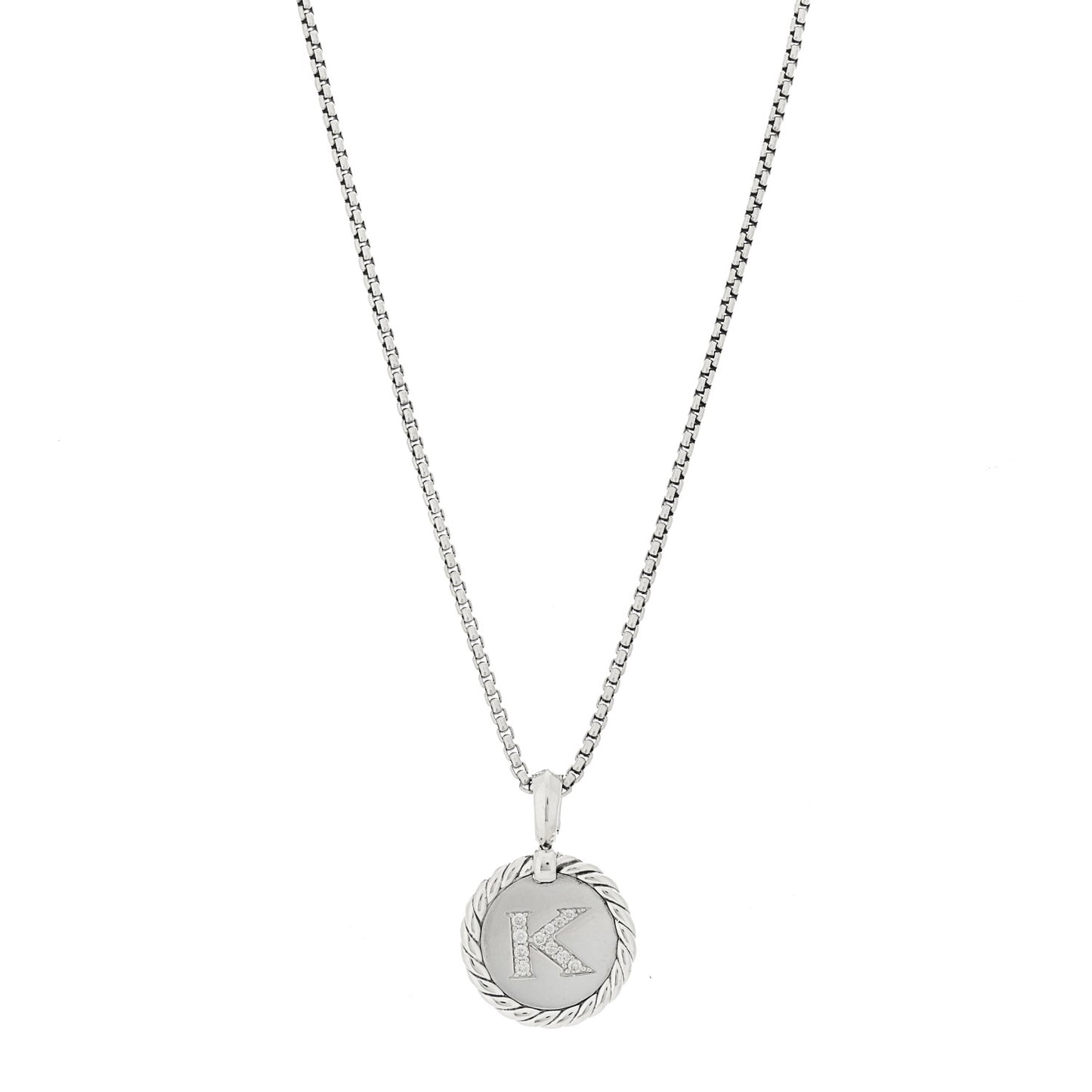 Sterling Silver Diamond Initial K Charm Necklace