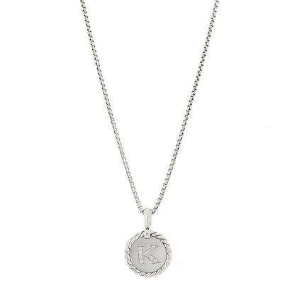 David Yurman Sterling Silver Diamond Initial K Charm Necklace 1 of 6