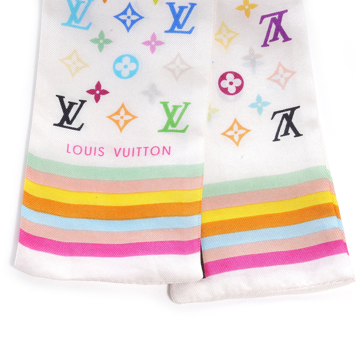 Silk Monogram Multicolor Bandeau White