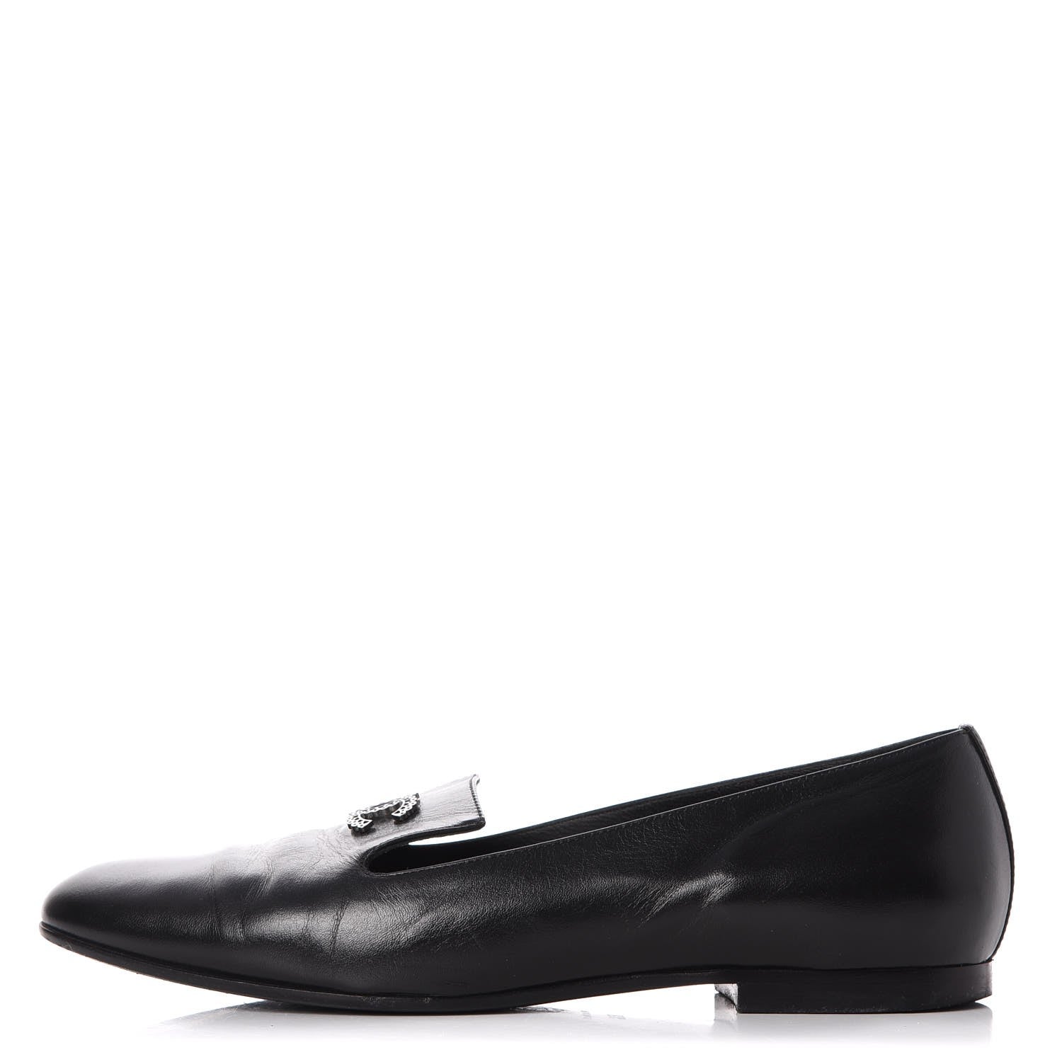 Chanel Lambskin CC Loafers 36.5 Black 1 of 13