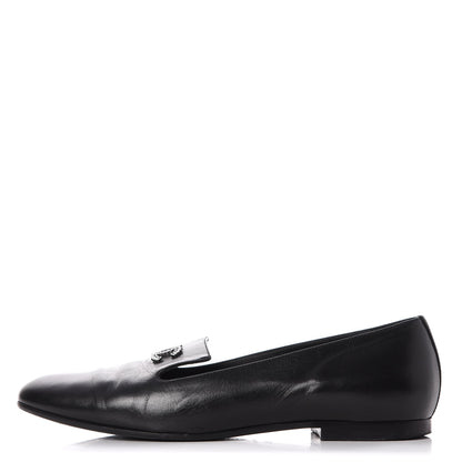 Chanel Lambskin CC Loafers 36.5 Black 1 of 13