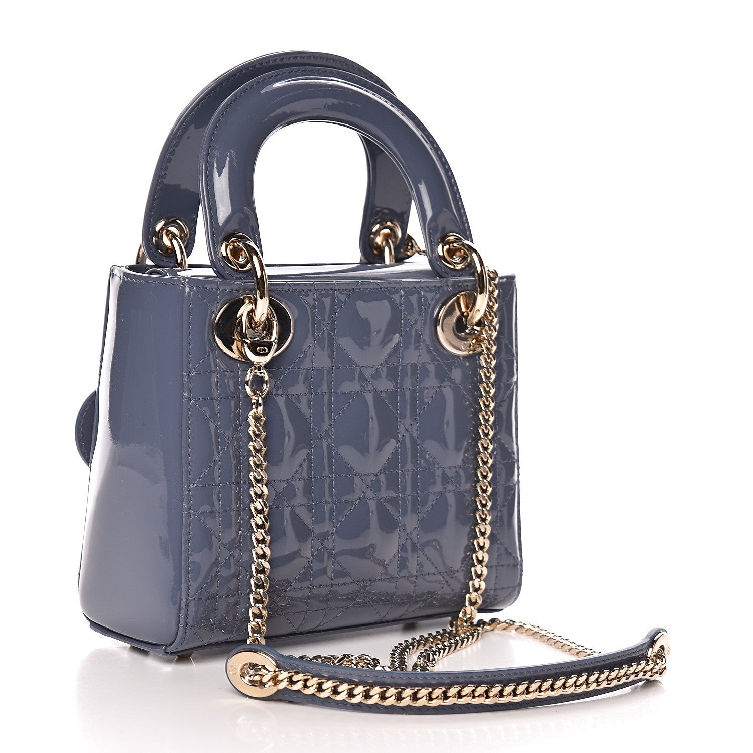 Christian Dior Patent Cannage Mini Lady Dior Light Blue 3 of 9