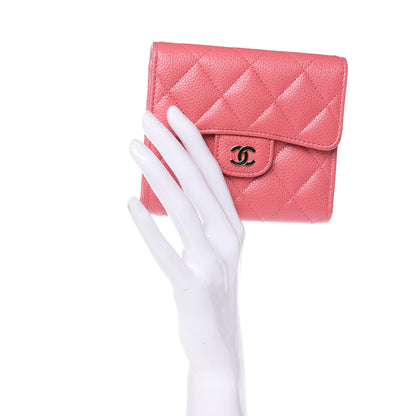 Chanel Caviar Quilted Compact Flap Wallet Pink 2 of 9