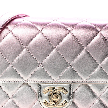 Chanel Metallic Lambskin Quilted Large Like A Wallet Flap Golden Pink 8 of 12