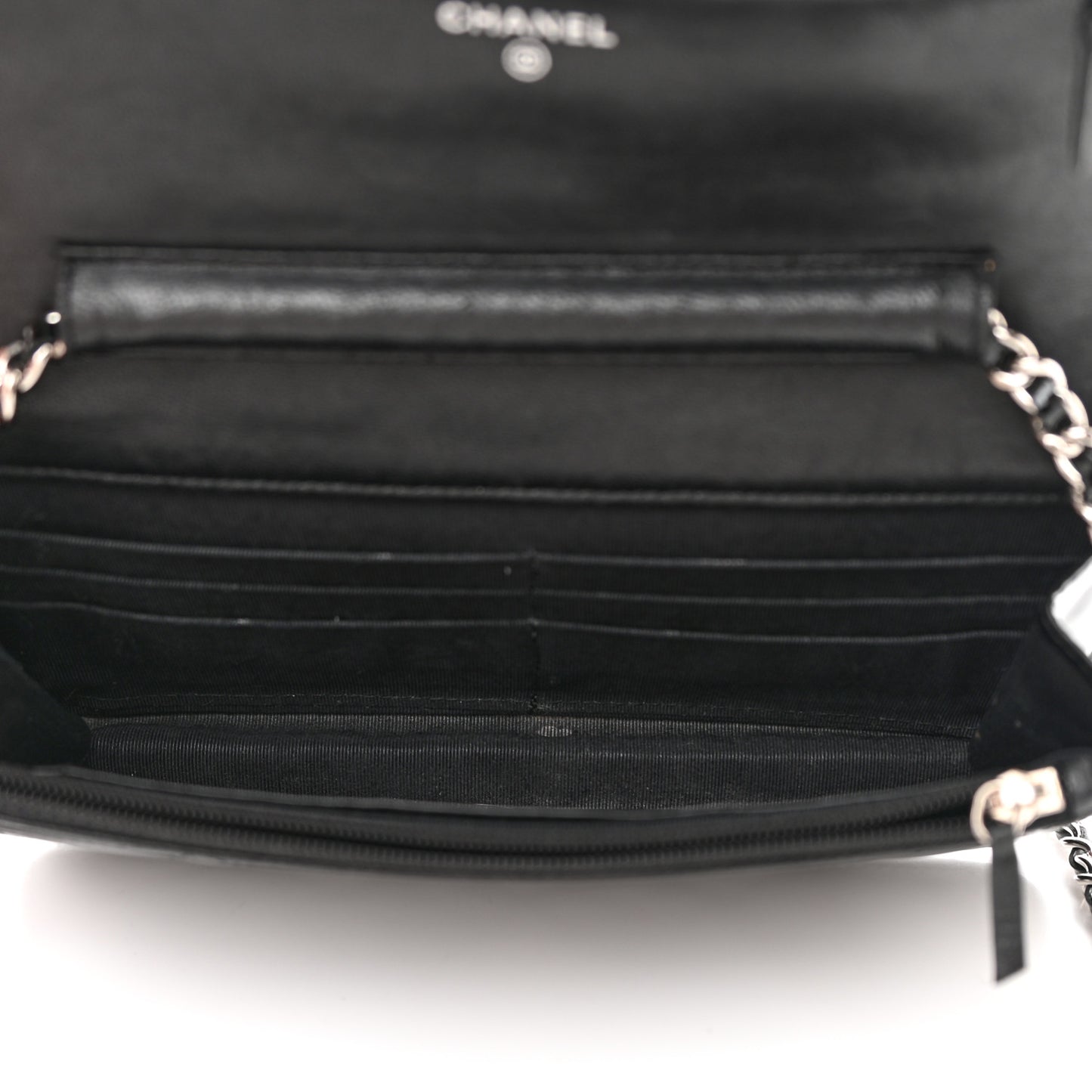 Patent Quilted Wallet On Chain WOC Black