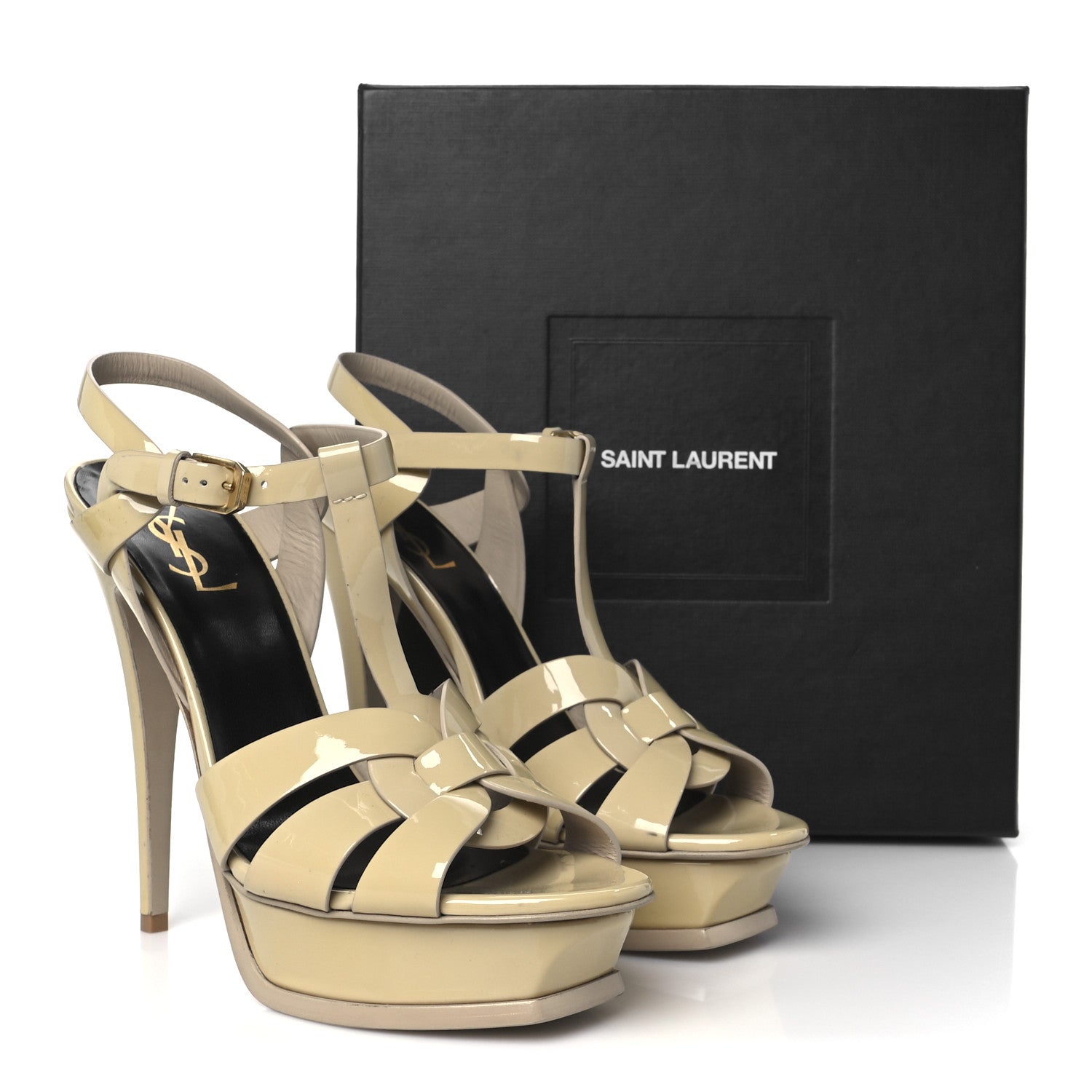 Saint Laurent Patent Tribute 105 Platform Sandals 40 Nude Powder 12 of 12