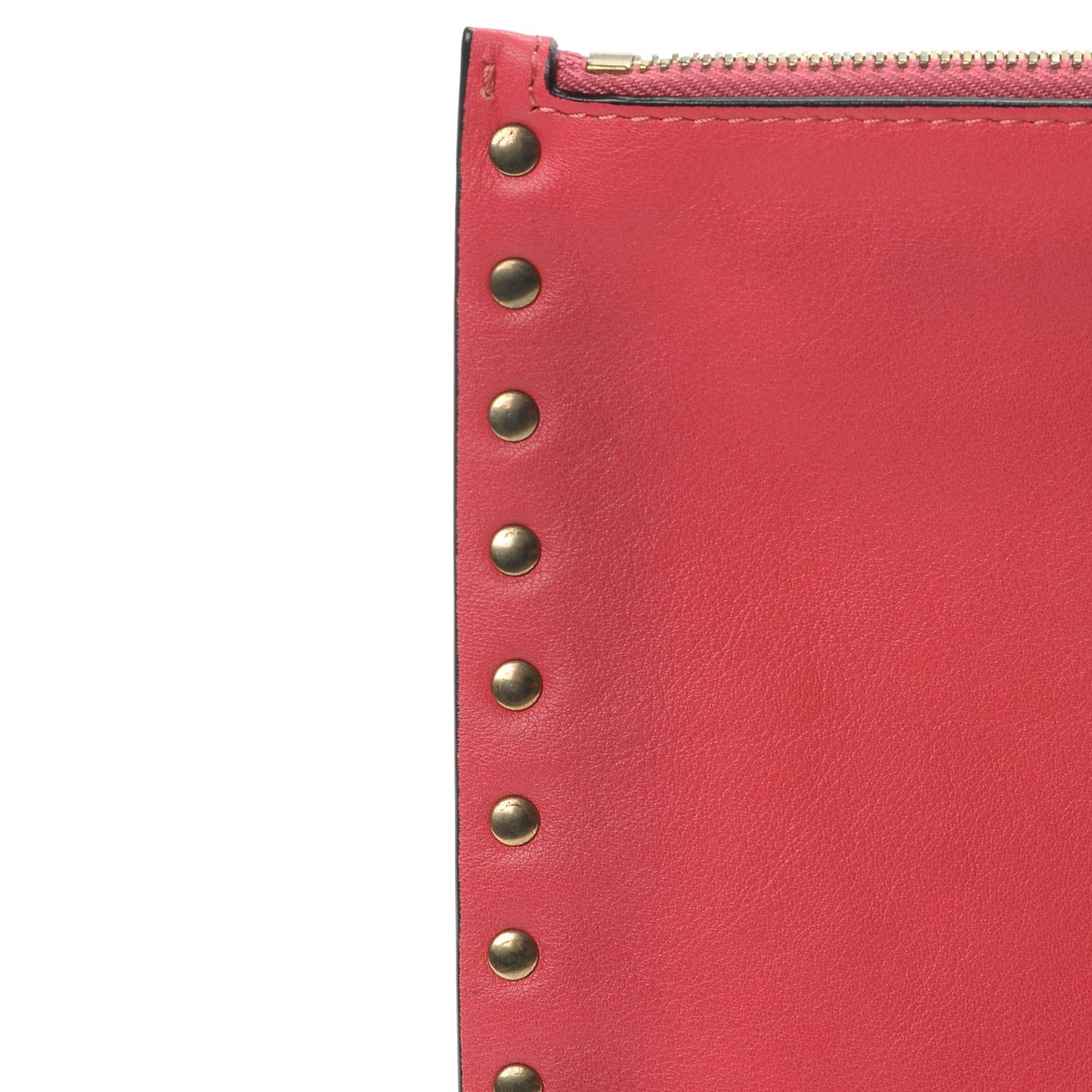 Vitello Large Rockstud Zip Pouch Deep Rose