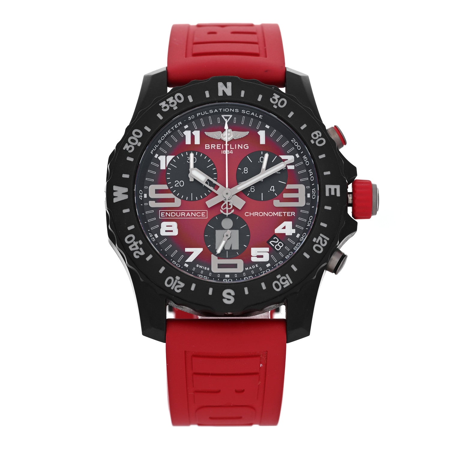 Breitling Breitlight Rubber 44mm Endurance Pro Ironman Chronograph Quartz Watch Red X82310 1 of 5