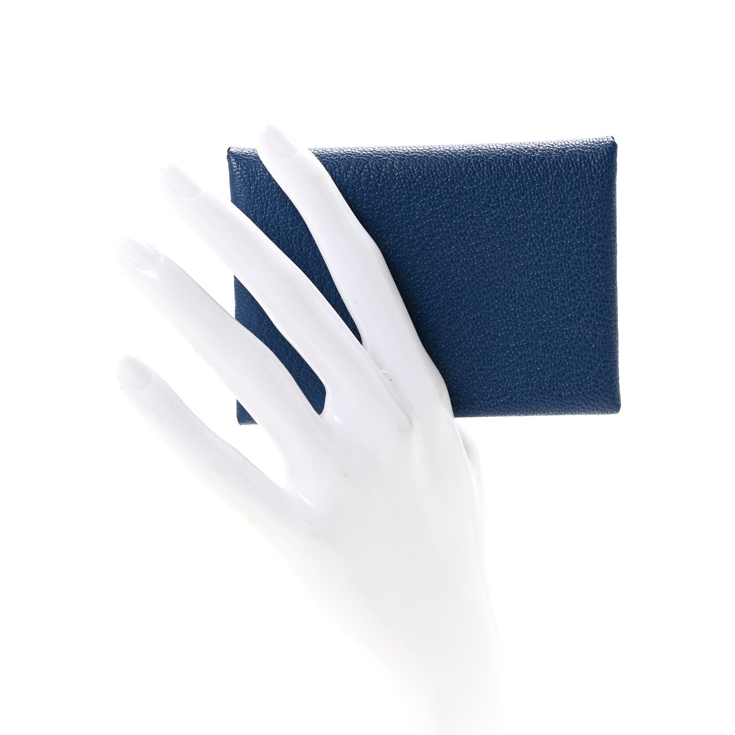 Hermes Chevre Mysore Duo Calvi Card Case Bleu Tie 2 of 7