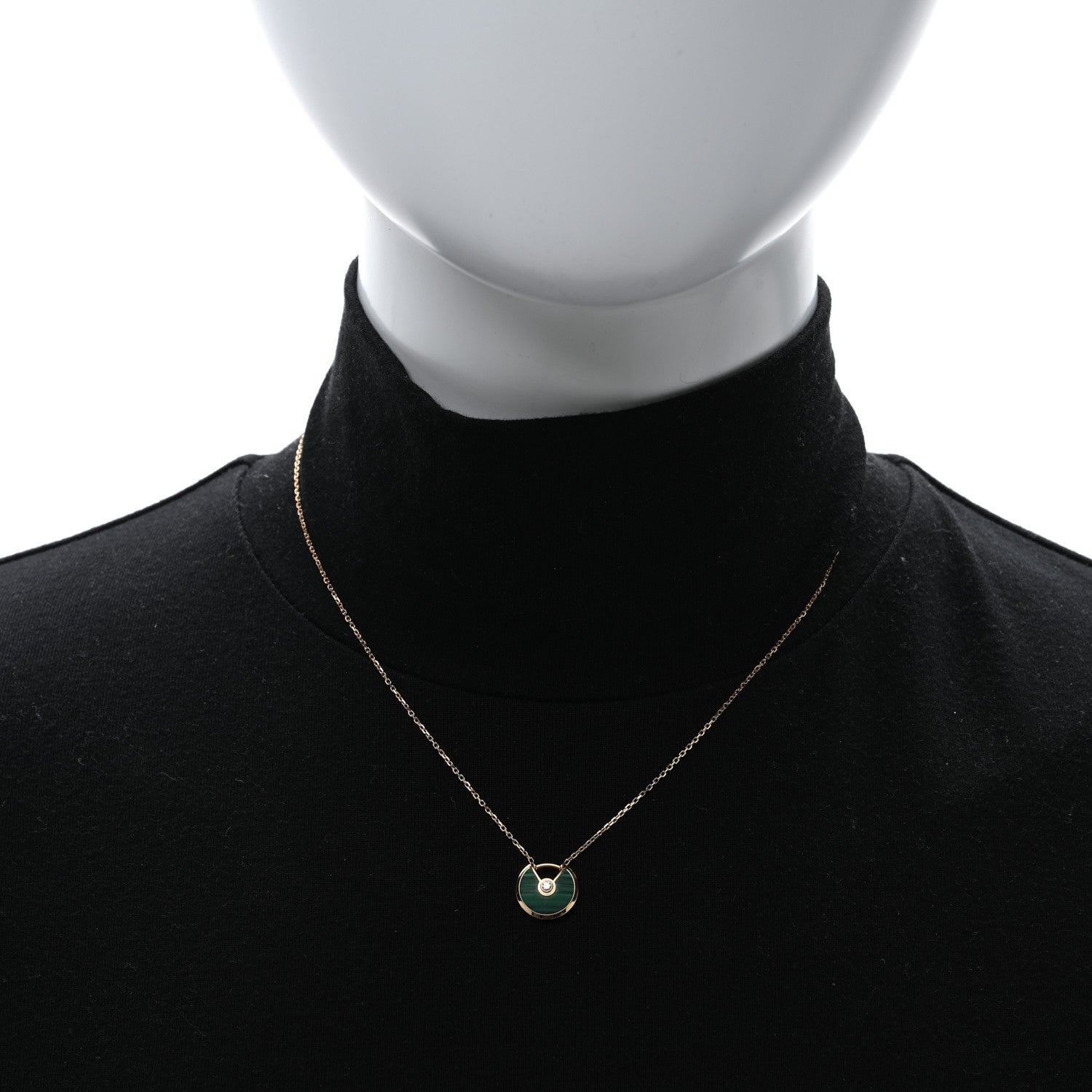 Cartier 18K Pink Gold Diamond Malachite XS Amulette de Cartier Pendant Necklace 3 of 5