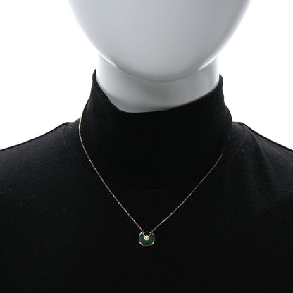 Cartier 18K Pink Gold Diamond Malachite XS Amulette de Cartier Pendant Necklace 3 of 5