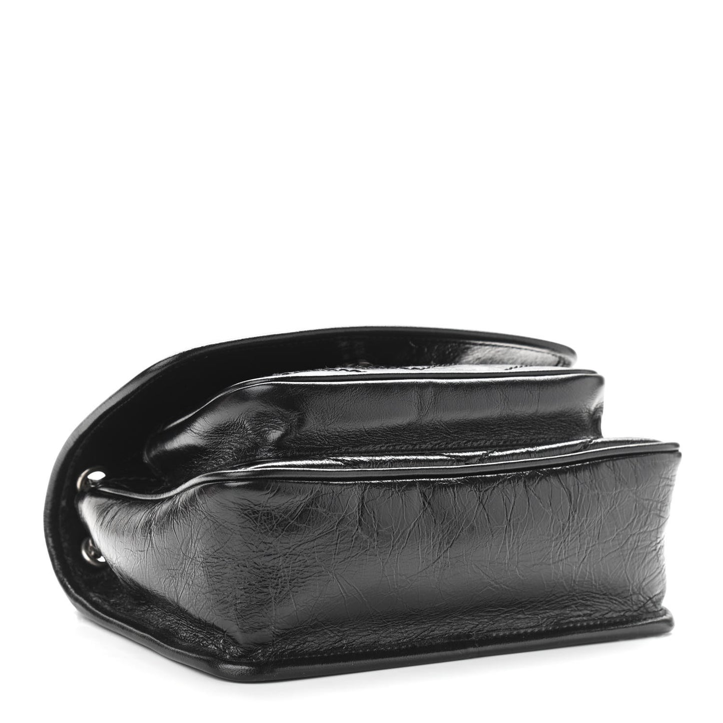 Crinkled Calfskin Matelasse Monogram Baby Niki Chain Satchel Black