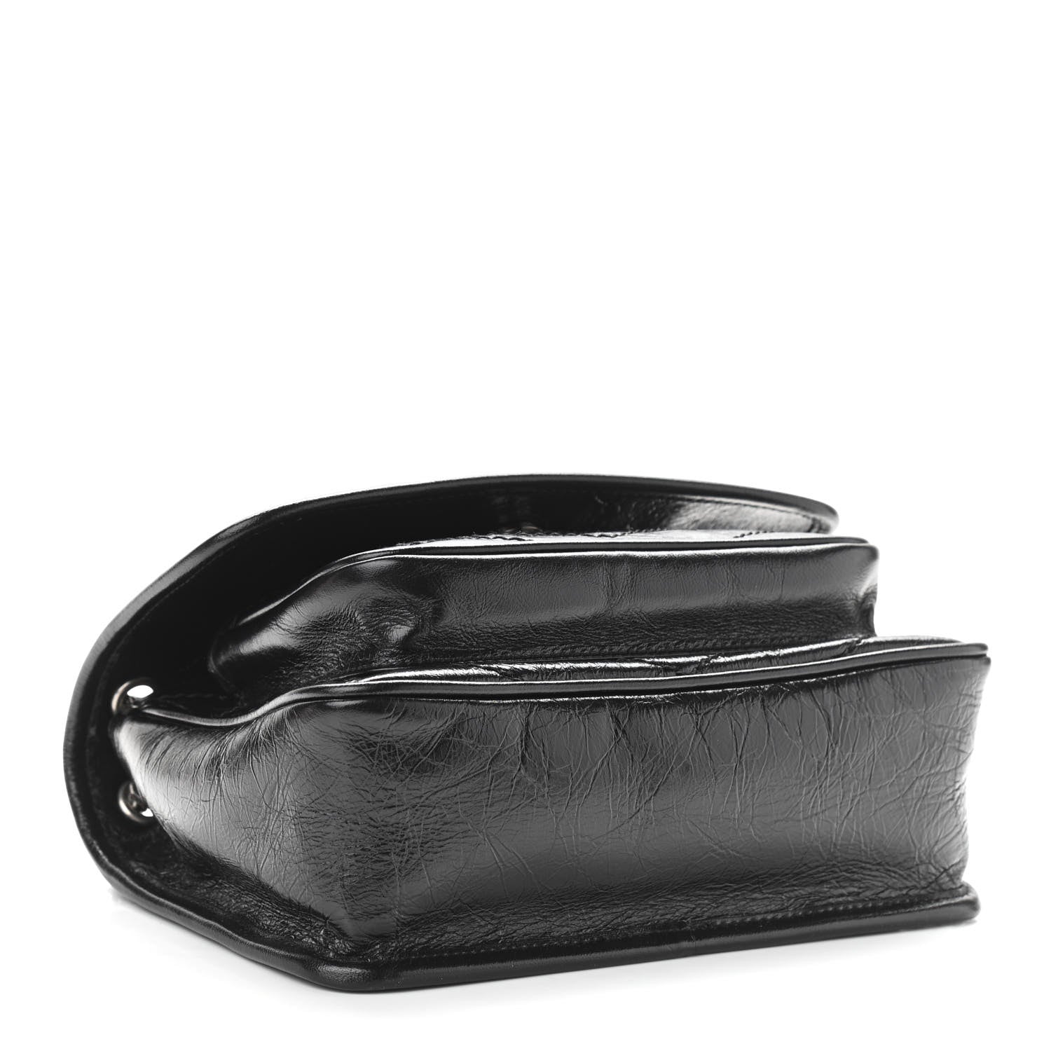 Saint Laurent Crinkled Calfskin Matelasse Monogram Baby Niki Chain Satchel Black 4 of 10