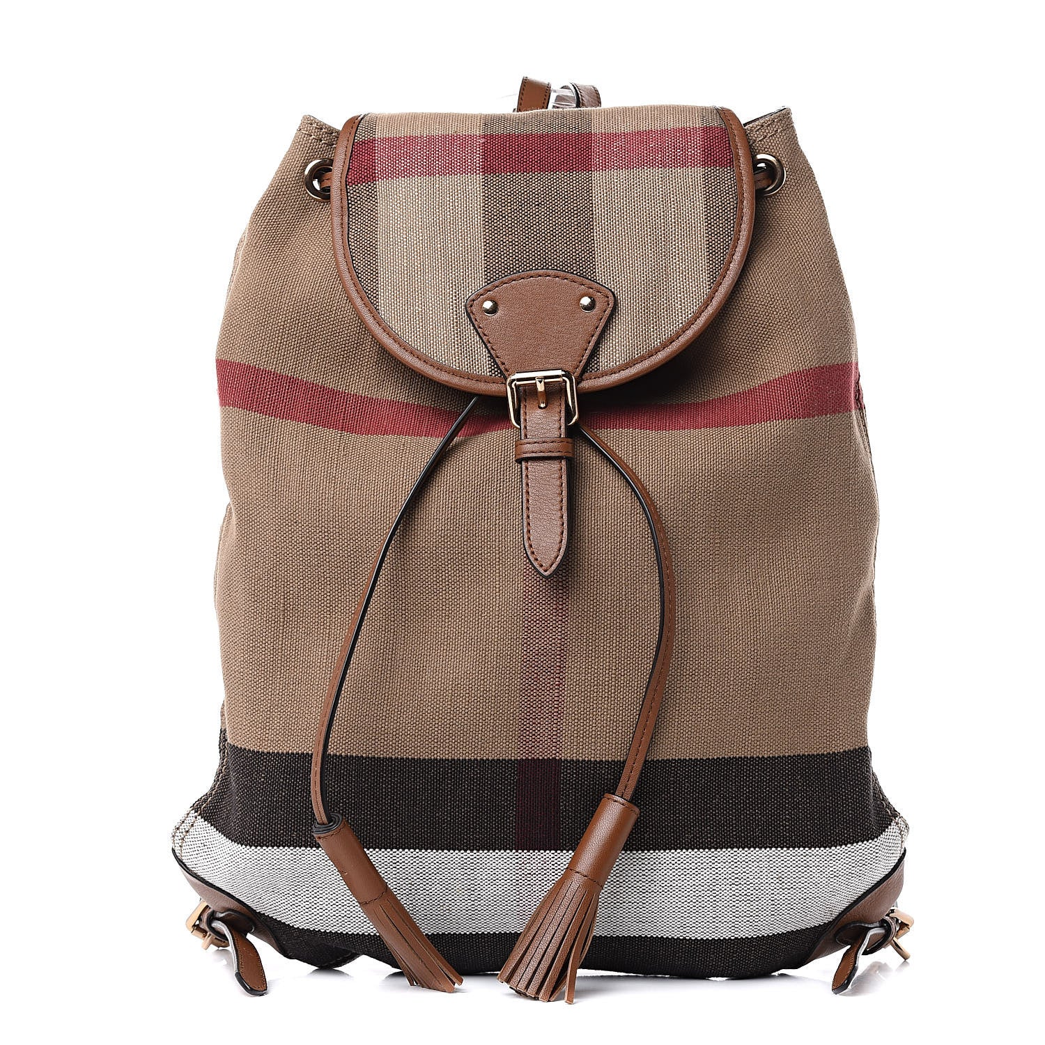 Burberry Overdyed Canvas Mega Check Medium Chiltern Backpack Tan 1 of 8