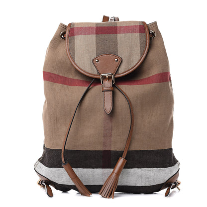 Burberry Overdyed Canvas Mega Check Medium Chiltern Backpack Tan 1 of 8