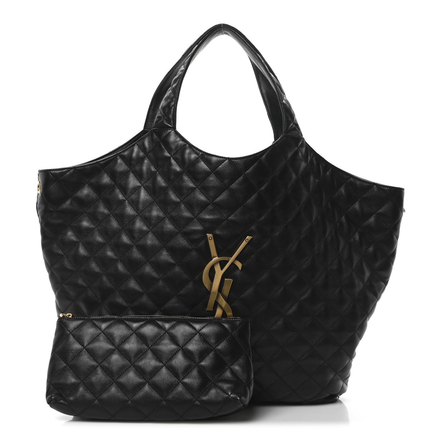 Lambskin Quilted Maxi Icare Shopping Tote Black