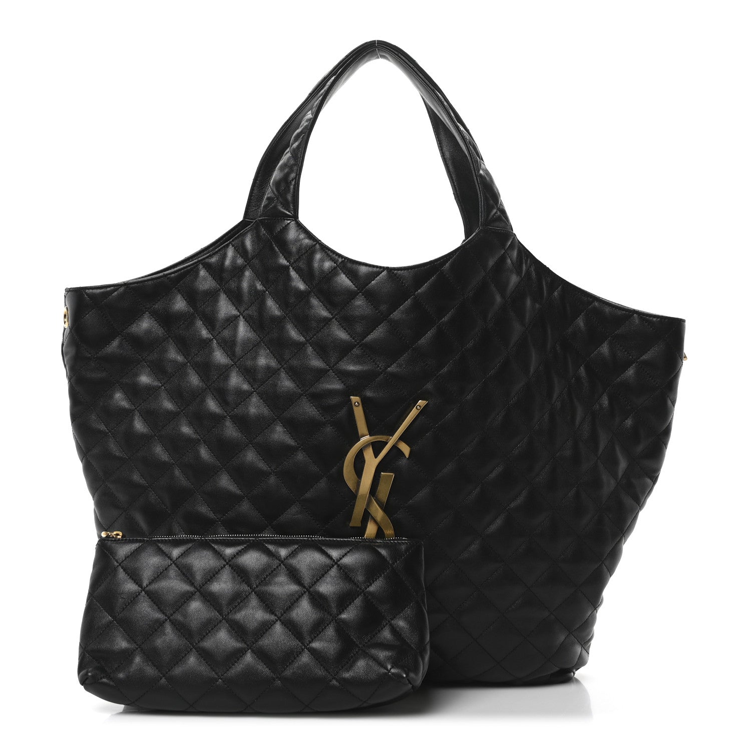 Saint Laurent Lambskin Quilted Maxi Icare Shopping Tote Black 3 of 10