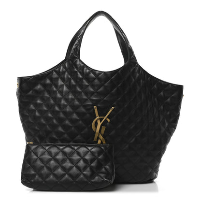 Saint Laurent Lambskin Quilted Maxi Icare Shopping Tote Black 3 of 10
