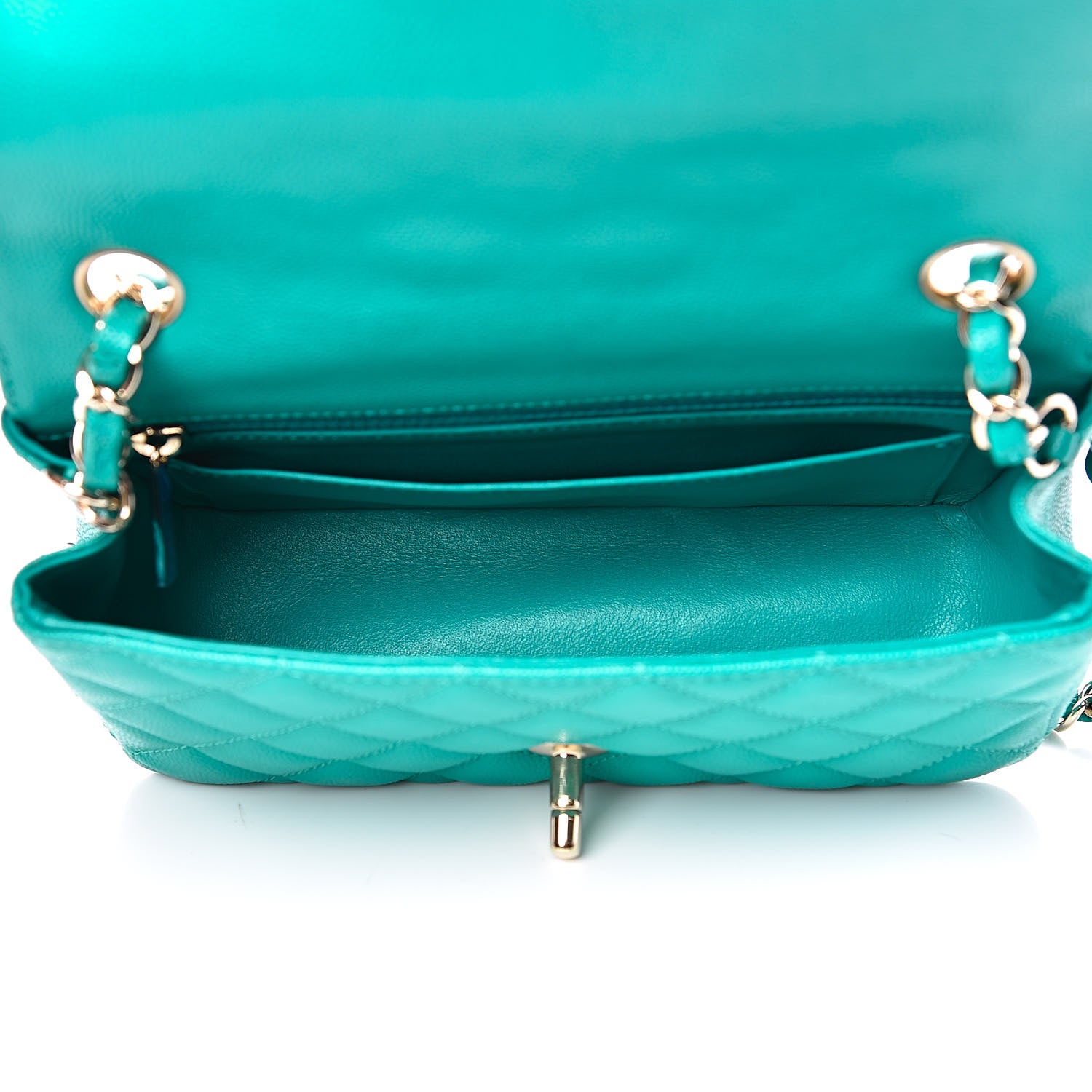 Chanel Caviar Quilted Mini Rectangular Flap Turquoise 5 of 10